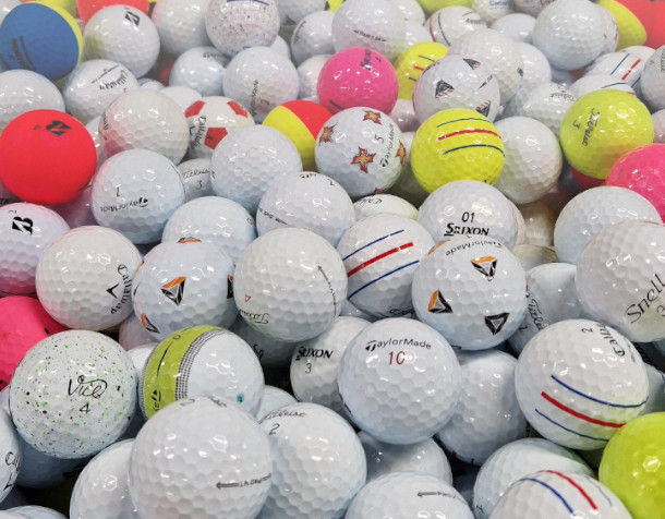 Hundreds of used golf balls in top quality